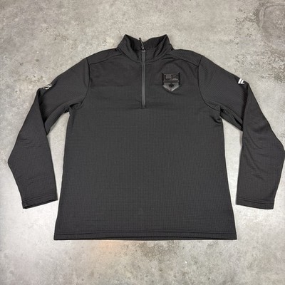 Los Angeles Kings Quarter Zip Sweatshirt Mens XL Black Fnatic Pro Stretch Logo 