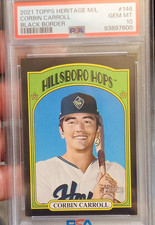 Topps 2021 Heritage MiLB Corbin Carroll #146 Black Border /50 PSA 10