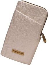 Double Eyeglass Case  Semi Soft Faux Leather Zipper Glasses Pouch - Chic Pearl
