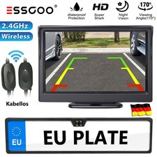 ESSGOO Kennzeichen Halter Rückfahrkamera Funk Kabellos Mit 5'' Farb Monitor