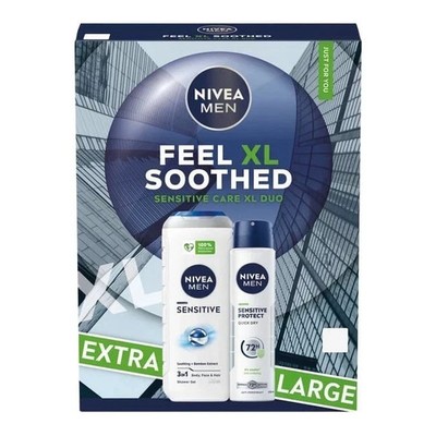 Nivea Men Soothed Sensitive Care Feel XL Duo Geschenkpackung Set
