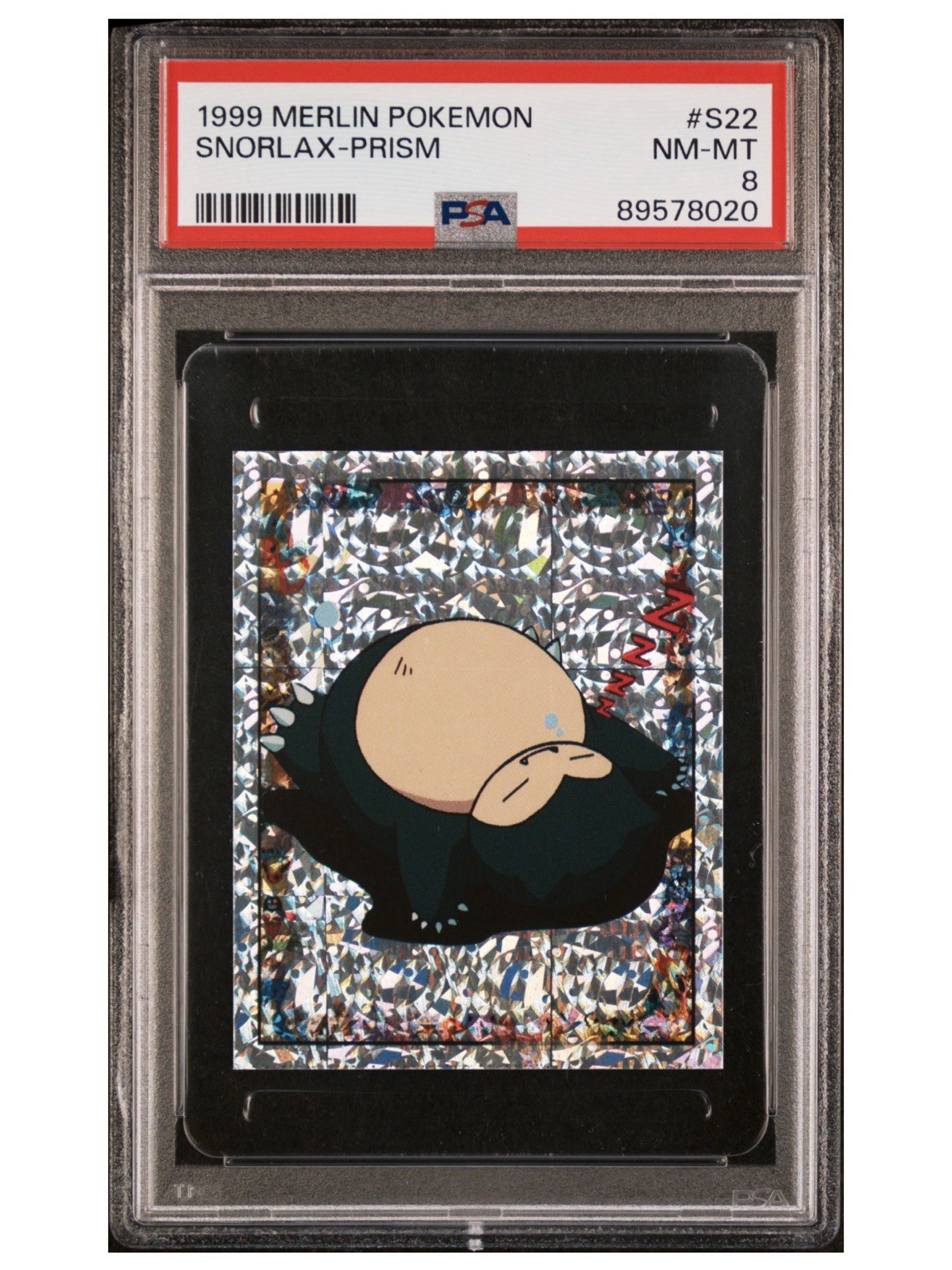 1999 Merlin Pokemon Snorlax Prism #S22 Psa 8