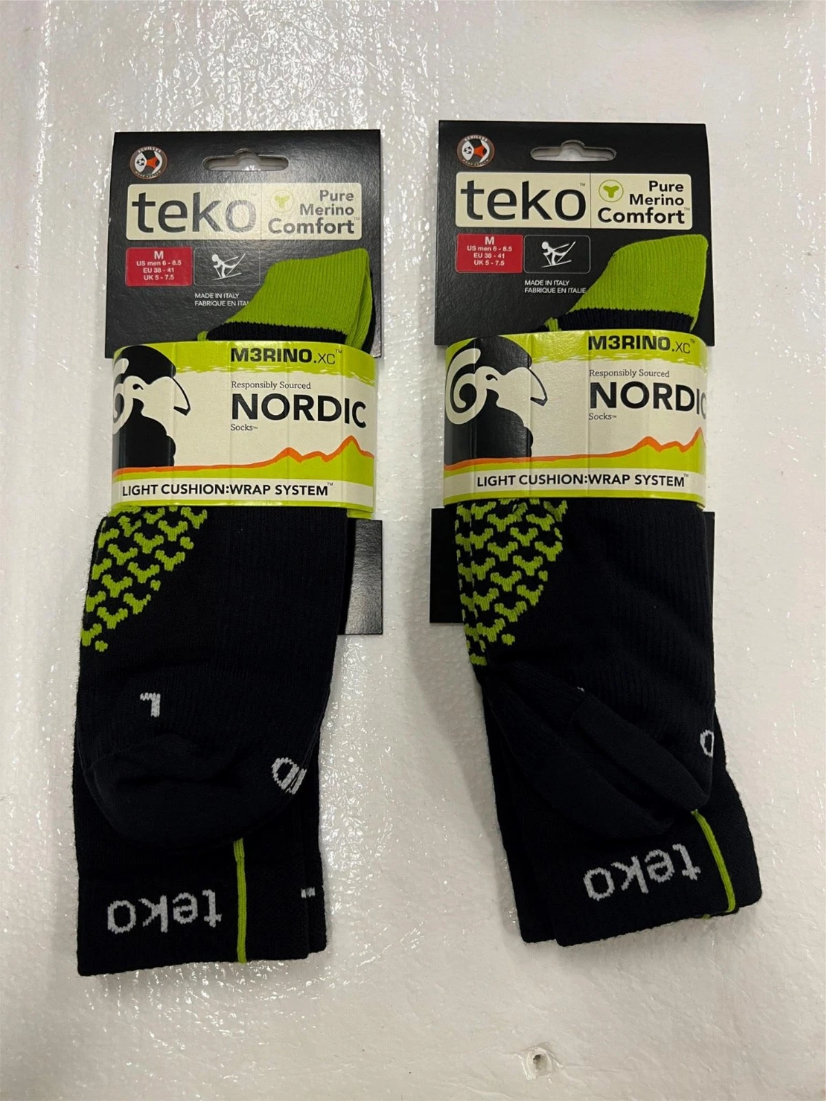 TEKO LIGHT CUSHION NORDIC MERINO SKI SOCKS (PACK OF 2) MEDIUM 6-8.5