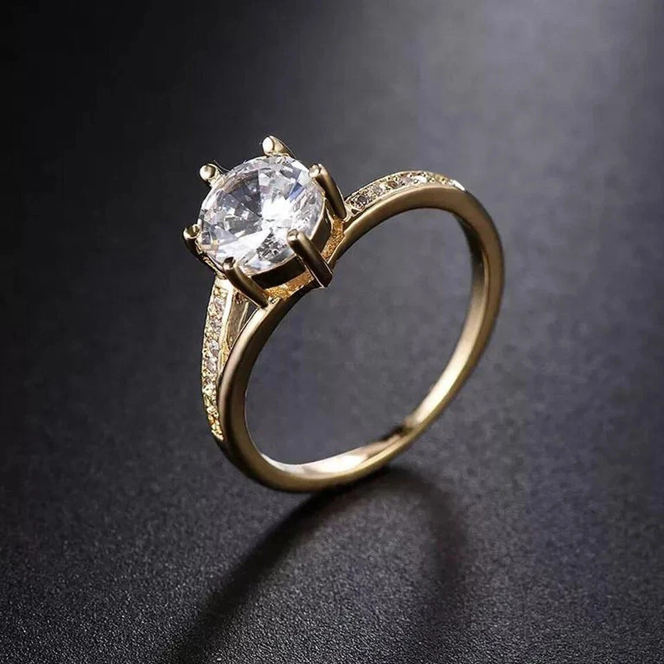 2Ct Round Cut Lab Created Diamond Women's Engagement Ring 14K Yellow Gold Plated