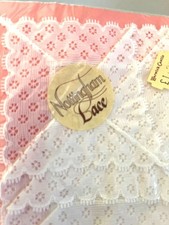 VTG 1980s White Nottingham Lace Bridal Handkerchief Cotton UK England Wedding