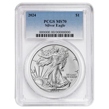 2024 $1 American Silver Eagle PCGS MS70 Blue Label