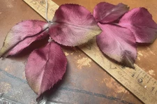 vintage 1940s tri leaves silk satin english rose 1 spray made in Japan
