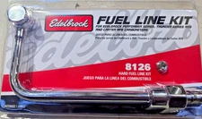 Edelbrock 8126 Chrome Fuel Line Kit for Performer/Thunder Series NEW