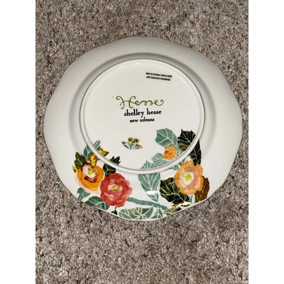 Pétalos de acuarela de Anthropologie Plato de ensalada Shelley Hesse Lote de 2 florales Foto 4 de 4