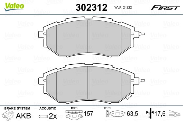 VALEO-OE 302312-OE Brake Pad Set, disc brake for SUBARU