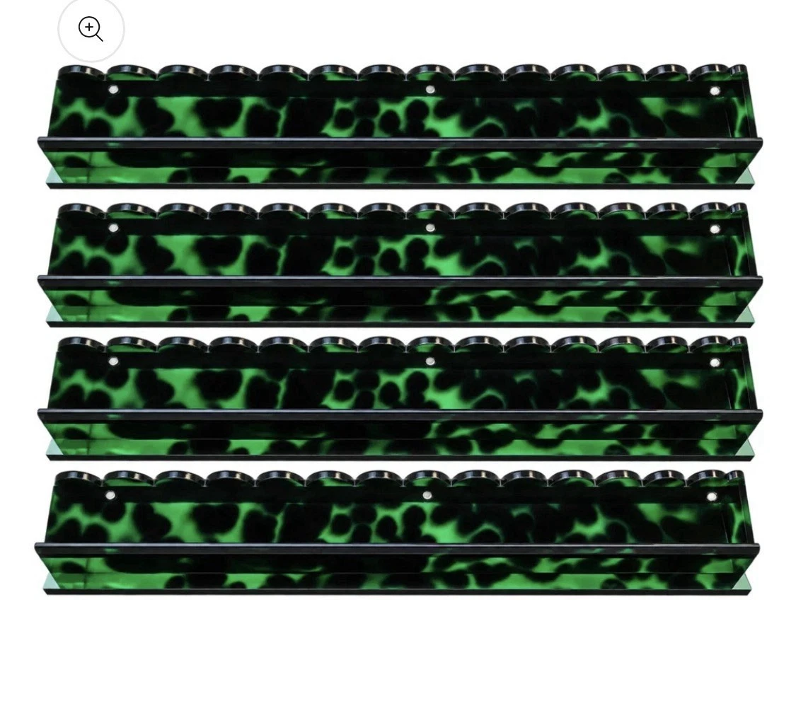 Green Acrylic Tortoise Shell Racks, front view