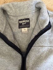 OshKosh B'gosh Boys Fleece Zip Jacket Gray Navy Size 12 Polyester Long Sleeve