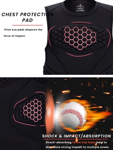 Youth Boys Football Baseball Padded Compression Shirt Chest Protector Softbal... - Picture 5 of 7