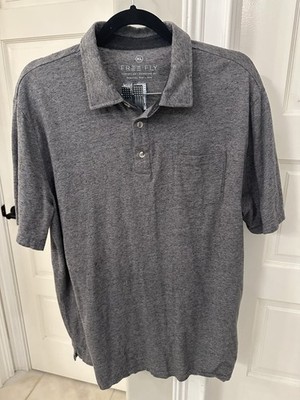 Free Fly Polo Shirt Mens XL Gray Solid Performance Bamboo Lightweight Casual EUC