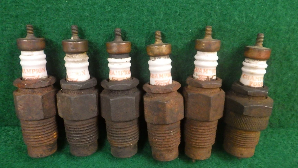 Lot of 6 Original Ford Script Champion Take Apart Spark Plugs Model T/A Era - Image 2 of 4