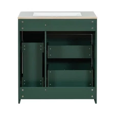 Classic 30" Green Bathroom Vanity Set, Floor Standing, with Three