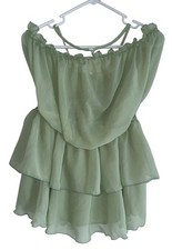 NWT Fashion Nova Sweet Like Summer Chiffon Mini Dress Sz L Green Coquette Halter
