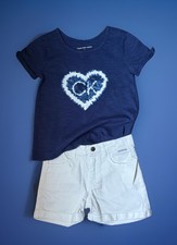 NWT Calvin Klein Girls 2 Piece Set  T-Shirt And Jeans Shorts , Size 7