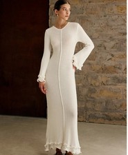 Commense Long Sleeve Knit Ivory Maxi Dress Whimsigoth Witchy Cottage XL Formal 