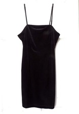 FOREVER 21 SHORT BLACK VELOUR SPAGHETTI STRAP DRESS  Size S