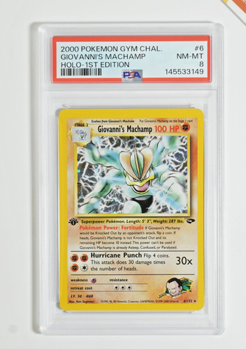 Pokemon PSA 8 Giovanni's Machamp #6 1st Edition Gym Challenge 2000 English