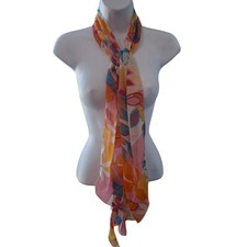 Oblong Scarf Multicolor Floral Sheer Boho Cottagecore Coastal Spring Wrap Shawl