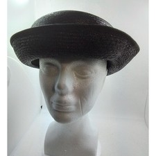 Ladies Vintage Black Straw Hat-With Netting
