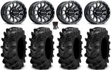 Raceline Trophy 14" Wheels Black 28" Cryptid Tires Kawasaki Brute Force IRS