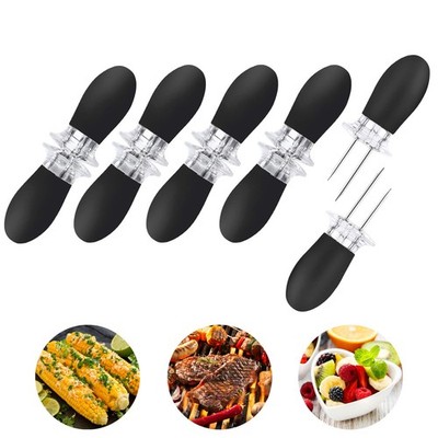 10 PCS Black Stainless Steel Corn on The Cob Holders BBQ Fork Skewer Pairs