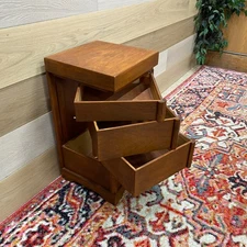 Vintage Sewing Notions Spool Cabinet Storage Box 4 Tier Flip Out Drawers Schauer