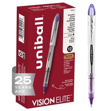 uniball Vision Elite Rollerball Pens, Bold Point 1 Count (Pack of 12), Violet