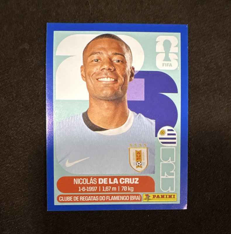 Panini FIFA World Cup 2026 Sticker URU 15 Nicolás De La Cruz Uruguay Portrait