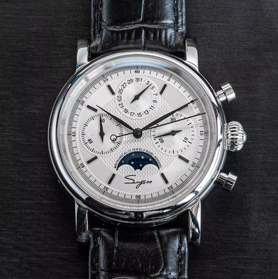 Seagull 1963 Sugess Classic / SWAN NECK MoonPhase Chronograph Watch Mechanical