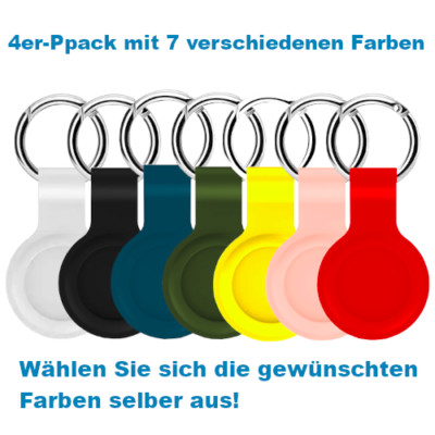 4er-Pack Silikon Hülle für Apple AirTag Schlüsselanhänger Schutz Case Cover
