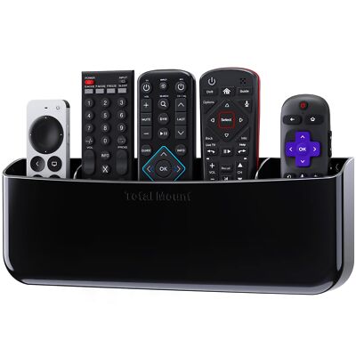 ''Hole-Free Remote Holder for 5-6 Remotes - No Drilling Required Premium Black''