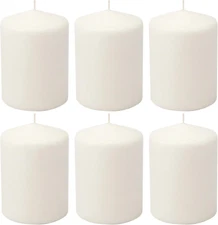 35 Hour Long Burning Unscented Pillar Candles, 3X4, White