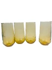 4 Anchor Hocking Amber Tumblers Set Vintage Optical Wavy Drink Retro Glasses Lot