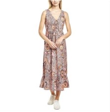 Madewell Lace-Up Ruffle-Hem Midi Dress in Bali Blooms Size 2