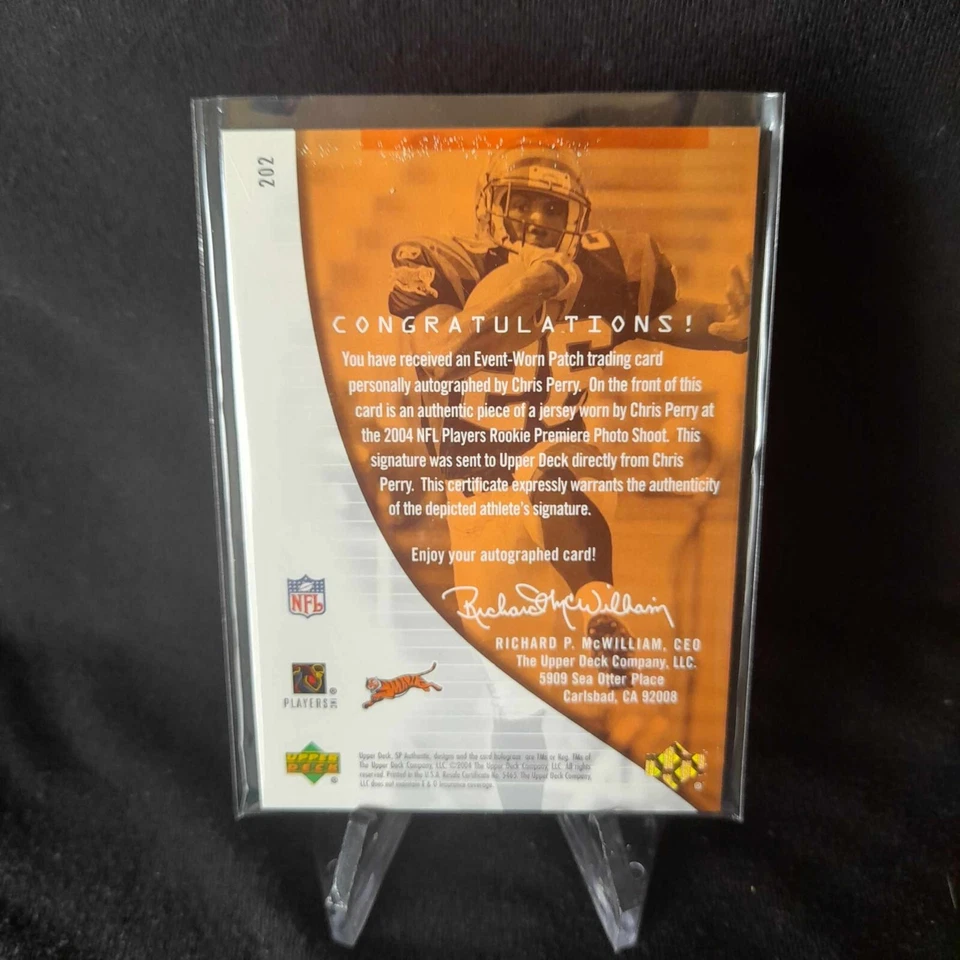 2004 SP Authentic #202 Chris Perry RC 2 2 color patch GU /499 Cincinnati Bengals - Image 2 of 2