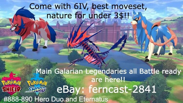 6IV Shiny Eternatus, Shiny Zacian, and Shiny Zamazenta Legendary