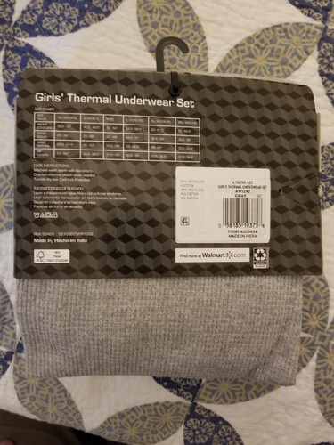 New Athletic Works Thermal Underwear Set Girls Gray Breathable XS, S, XL, XXL - Picture 4 of 6