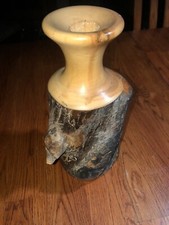 Spinning Aspen Studio Artisan Handcrafted Turned Wood Vase w/Bark - Unique 