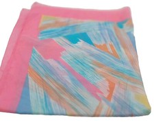 Vintage Pastel Abstract Square Scarf Pink Blue White 30" Made In Italy