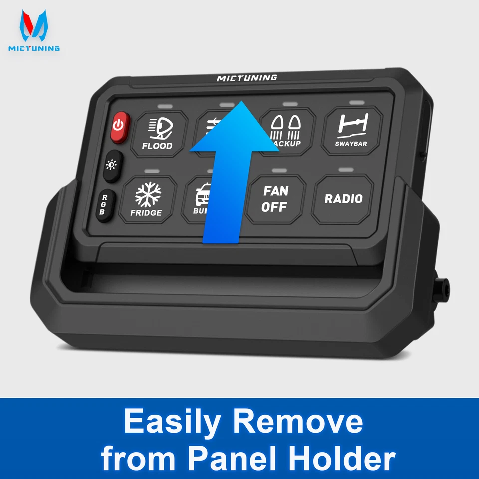 MICTUNING Wireless P1S RGB 8 Gang Switch Panel, Led Light Bar Remote Controller - Image 4 of 4