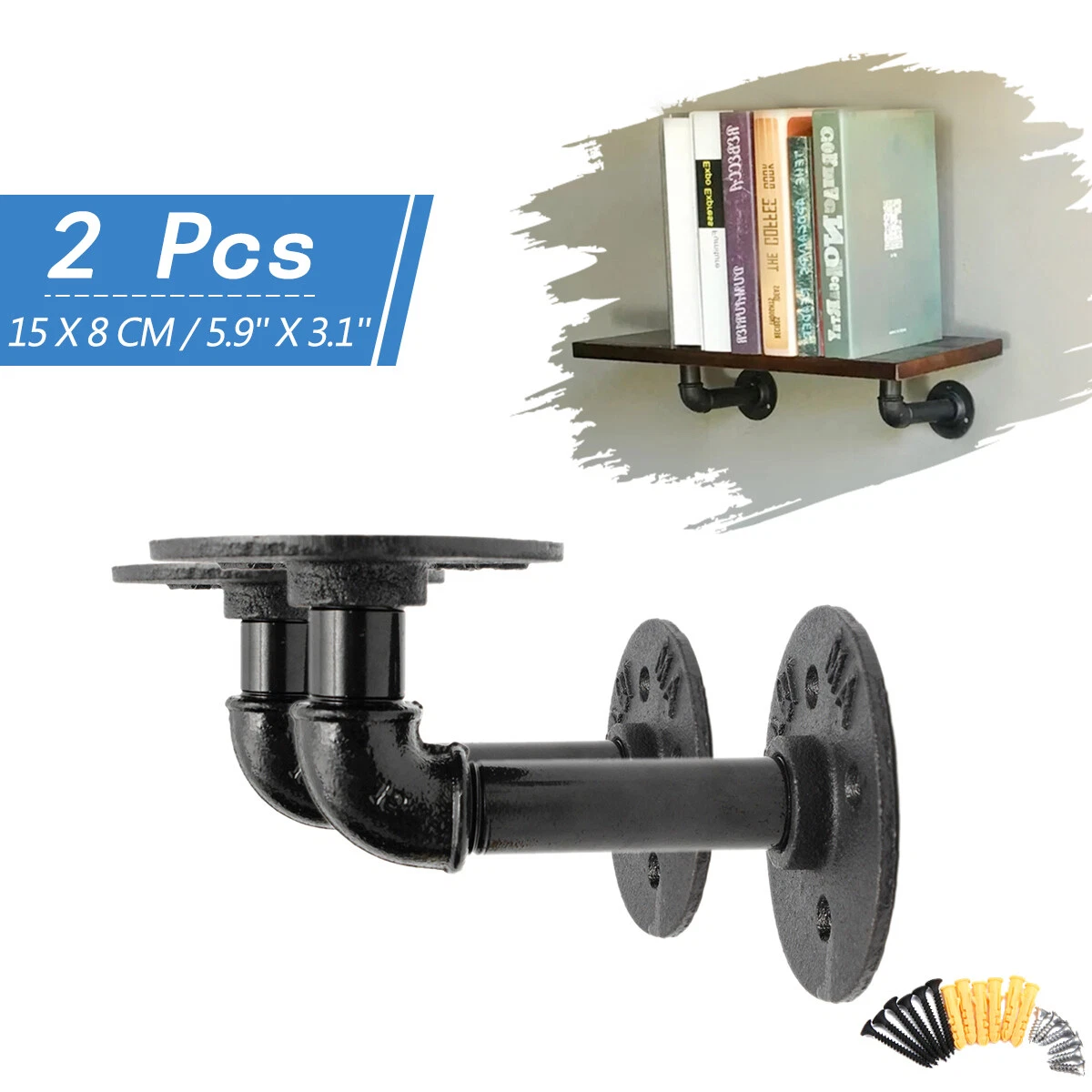 2Pcs Industrial Iron DIY Pipe Shelf Bracket Wall Mount Floating Shelves Holder
Opens in a new window
