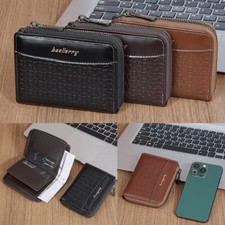 Men's Zipper Wallet PU Leather Credit Card Holder Coin Bag Purse RFID Blocking