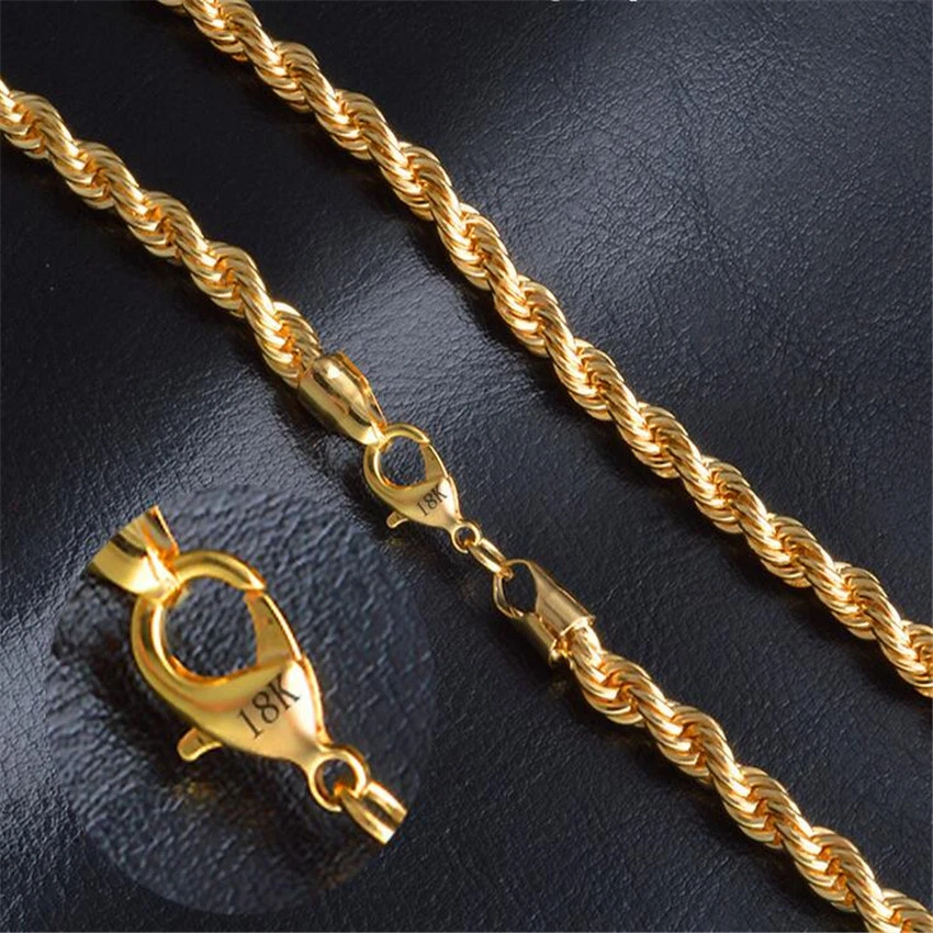 18k gold cheap rope chain 6mm