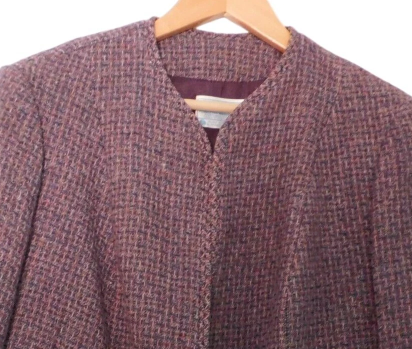 Vintage Pendleton Wool Suit Skirt Tweed Purple Pink Lined Midi Open Front Sz 12 - Image 3 of 4