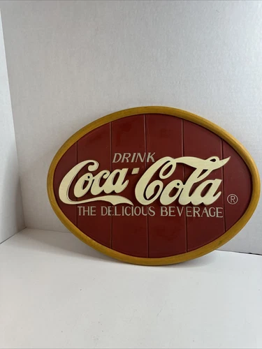 Vintage Wooden 18" Coca-Cola "The Delicious Beverage" Advertising Sign