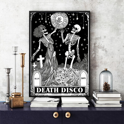 Death Disco Skelett Poster, schwarz-weiß, Death Disco Skelett Druck (34)